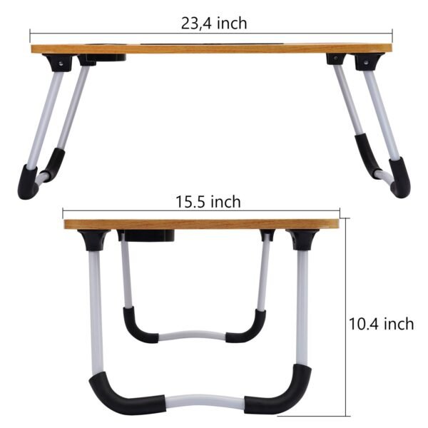 Generic LTT-0001 Multipurpose Wood Laptop Table with Dock Stand & Non-Slip Legs Foldable and Portable Lapdesk for Study & Bed (Random Colour)  Migento.in Computers & Accessories