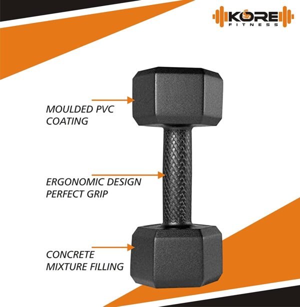 PVC-1KG-COMBO161 Fixed Dumbbell Set, 1Kg Set of 2 Dumbbells Set and Fitness Kit for Men and Women Whole Body Workout - Black  Migento.in Home & Kitchen