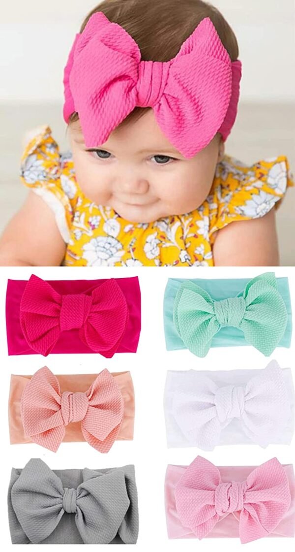 ANNA CREATIONS premium Designer Soft Flower Bow hairband Headband Hair Accessories for Baby Girls, Pack of 6 - Multicolor  Migento.in Jewellery