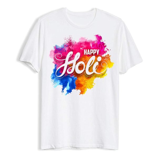 Buy Colorful Happy Holi Printed T-Shirts Both for Men/Women Polyster Fabric at Migento.in