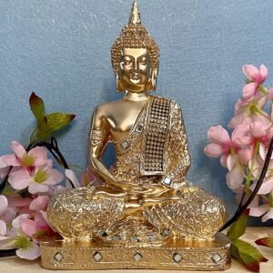 Polyresin Sitting Buddha Idol Statue Showpiece Antique gold