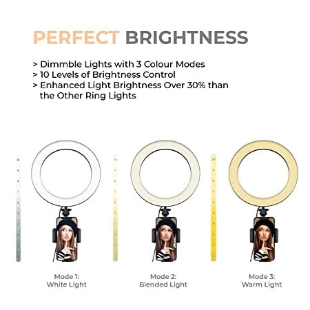 Ring Light with Stand 10" inch Professional Big LED Ring Light with 48 Inch Tripod Stand | 3 Color Modes Dimmable Lighting for Video Recording for YouTube