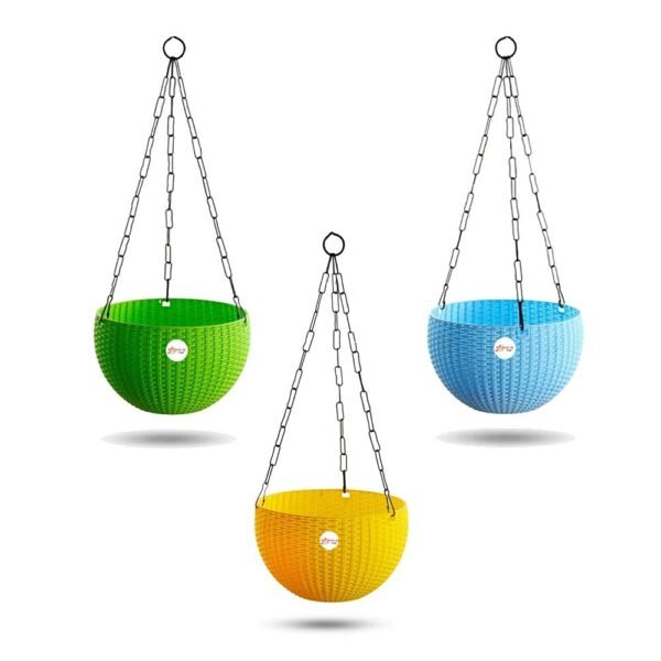 Hanging Planter  (Pack of 3,Plastic,multicolor)