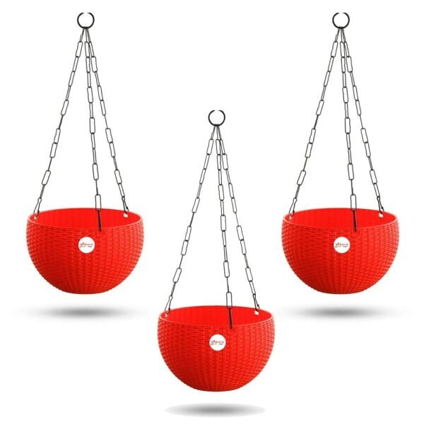 Hanging Planter  (Pack of 3,Plastic,red)