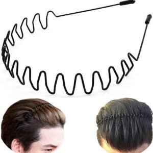 buy Metal Headbands for Men Women Hair Bands - Black Fashion Hairband for Mens Sports Headband for Women's Hair Care Beauty Unisex Non Slip Elastic Wavy Wide Hair Hoop Clips Accessories Outdoors  Migento.in Beauty