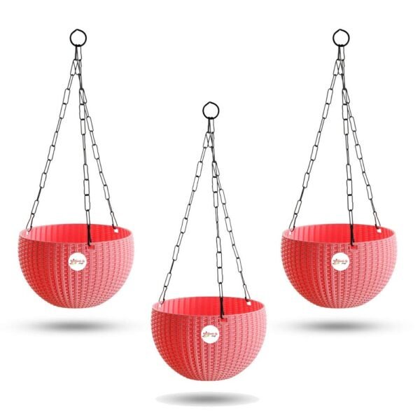 Hanging Planter (Pack of 3,Plastic,pink)