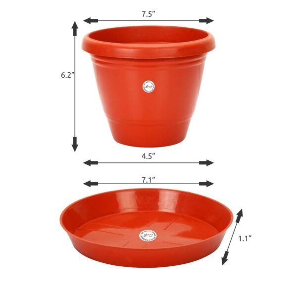 Plastic Gardening Pot, Red , 18 cm, Set of 5