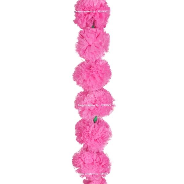 Marigold Fluffy Flowers Garlands for Decoration - (pink, 5 Pieces)