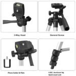 Adjustable Aluminium Alloy Tripod Stand Holder for Mobile Phones & Camera, 360 mm -1050 mm, 1/4 inch Screw + Mobile Holder Bracket