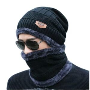 Men's Wool Cap With Neck Muffler