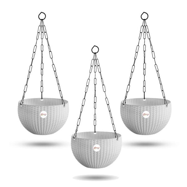 Hanging Planter (Pack of 3,Plastic,white)