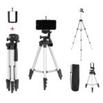 Adjustable Aluminium Alloy Tripod Stand Holder for Mobile Phones & Camera, 360 mm -1050 mm, 1/4 inch Screw + Mobile Holder Bracket