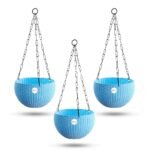 Hanging Planter(Pack of 3,Plastic,blue)