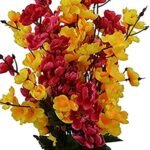 Artificial Peach Blossom Flower Bunch Pot (red yellow)