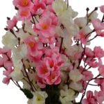 Artificial Peach Blossom Flower Bunch Pot (white pink)