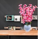 Artificial Flowers with Pot for Home Decoration, Office Decor Cherry Blossom Combo, pink