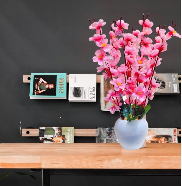 Artificial Flowers with Pot for Home Decoration, Office Decor Cherry Blossom Combo, pink