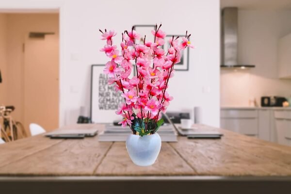 Artificial Flowers with Pot for Home Decoration, Office Decor Cherry Blossom Combo, pink
