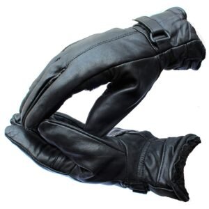 Warm Black 1 Pair Leather Snow Proof Winter Gloves