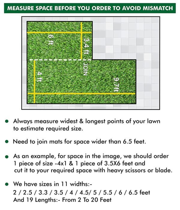 35 mm High Density Artificial Grass Carpet Mat (Natural Green, 4 X 7 Feet)