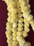 Marigold Fluffy Flowers Garlands for Decoration - (Cream, 5 Pieces)