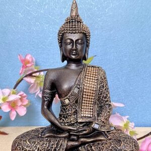 Polyresin Sitting Buddha Idol Statue Showpiece ntique copper matte