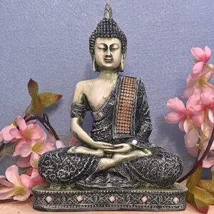 Polyresin Sitting Buddha Idol Statue Showpiece Antique green