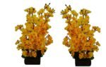 Artificial Peach Blossom Flower Bunch Pot (golden)