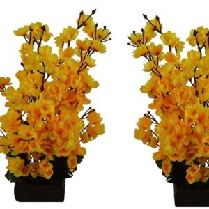 Artificial Peach Blossom Flower Bunch Pot (golden)