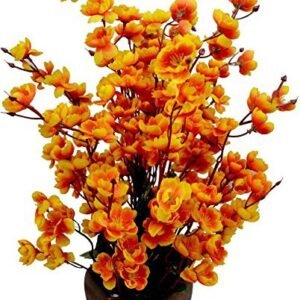 Artificial Flowers with Wood Pot (orange)