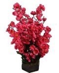 Artificial Flowers with Wood Pot (red)