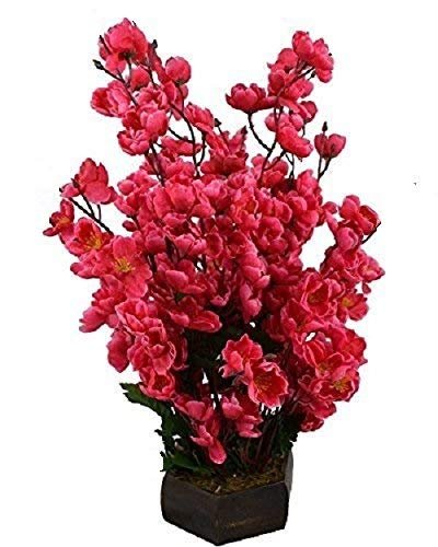 Artificial Flowers with Wood Pot (red)