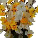 Artificial Peach Blossom Flower Bunch Pot (white yellow)