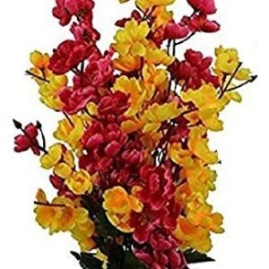 Artificial Peach Blossom Flower Bunch Pot (red yellow)