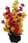 Artificial Peach Blossom Flower Bunch Pot (red yellow)