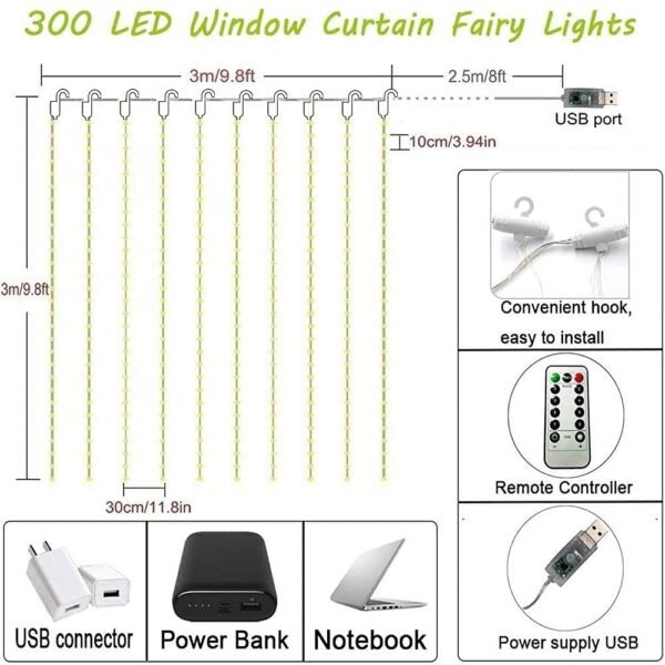 8 Modes Curtain Lights  (Golden)