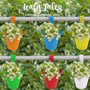 Plastic Hook Hanging Pot, Multicolor 29 x 12 x 22 cm, 10 Pieces, Medium