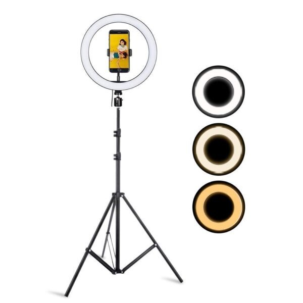 Ring Light with Stand 10" inch Professional Big LED Ring Light with 48 Inch Tripod Stand | 3 Color Modes Dimmable Lighting for Video Recording for YouTube