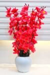 Artificial Flowers with Pot for Home Decoration, Office Decor Cherry Blossom Combo, maroon