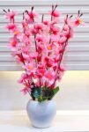 Artificial Flowers with Pot for Home Decoration, Office Decor Cherry Blossom Combo, pink