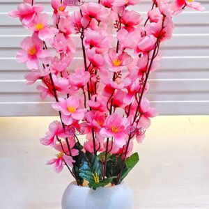 Artificial Flowers with Pot for Home Decoration, Office Decor Cherry Blossom Combo, pink