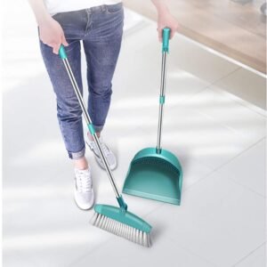 Long Handled Dustpan and Brush with Smart Comb (Blue)