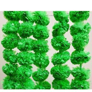 Marigold Fluffy Flowers Garlands for Decoration - (green, 5 Pieces)