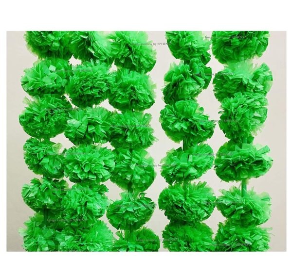 Marigold Fluffy Flowers Garlands for Decoration - (green, 5 Pieces)