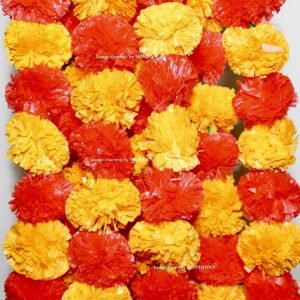 Marigold Fluffy Flowers Garlands for Decoration - light orange,red 5 Pieces)