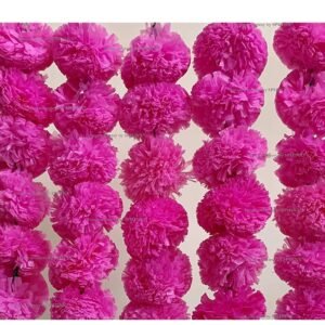 Marigold Fluffy Flowers Garlands for Decoration - (pink, 5 Pieces)