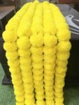 Marigold Fluffy Flowers Garlands for Decoration - (Yellow, 5 Pieces)