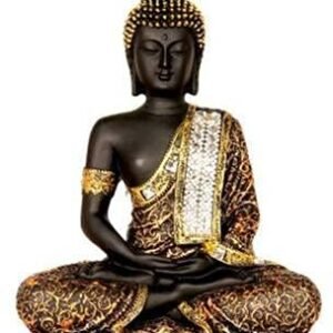 Polyresin Sitting Buddha Idol Statue Showpiece Antique copper and black matte