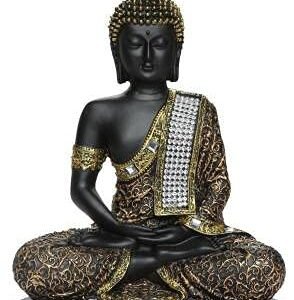 Polyresin Sitting Buddha Idol Statue Showpiece Antique golden and black