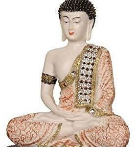 Polyresin Sitting Buddha Idol Statue ShowpieceAntique orange and white 1